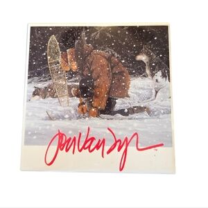 Jon Van Zyle Winter Huskies Ceramic Tile Trivet Signed Art 5.75"x5.75" Snowshoes